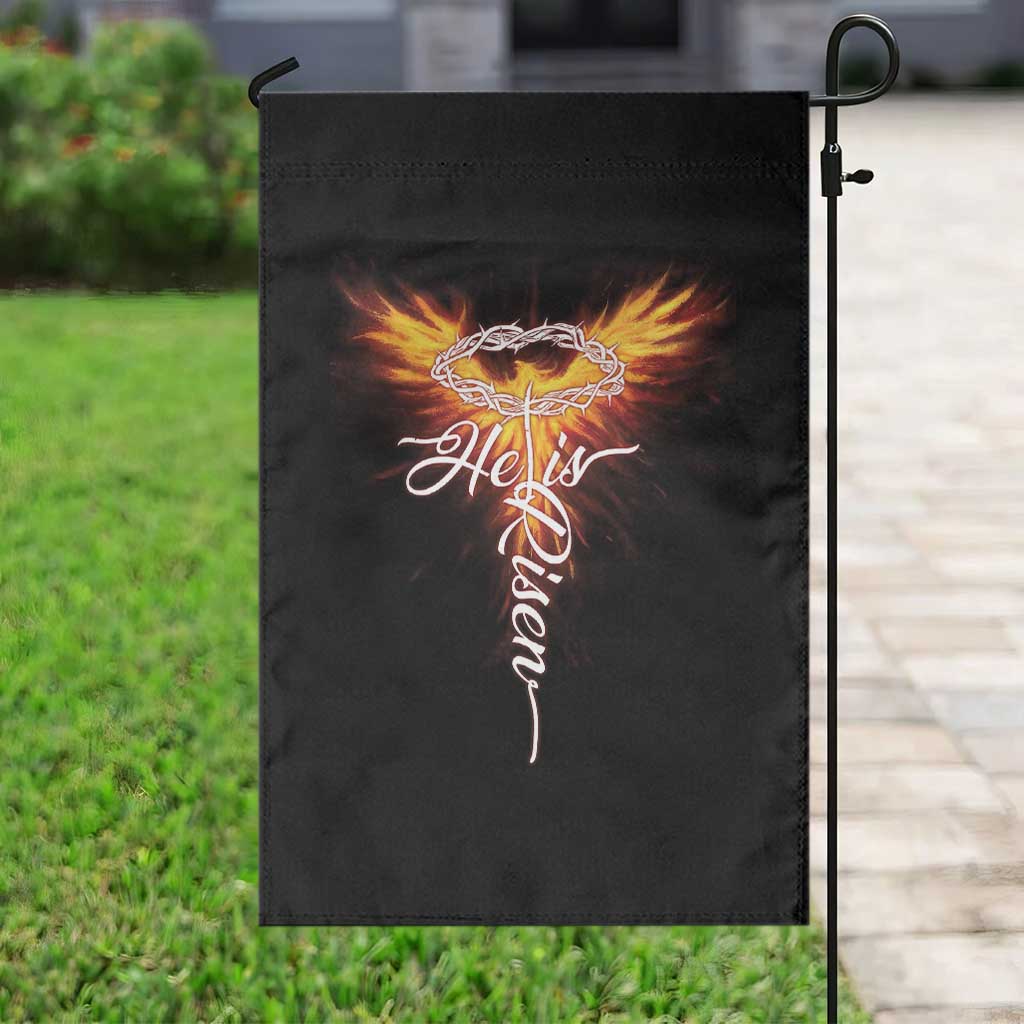 He Is Risen Garden Flag Jesus Resurrection Easter Christian Cross Phoenix Rising TS10 Print Your Wear
