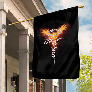 He Is Risen Garden Flag Jesus Resurrection Easter Christian Cross Phoenix Rising TS10 Print Your Wear