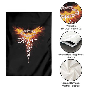 He Is Risen Garden Flag Jesus Resurrection Easter Christian Cross Phoenix Rising TS10 Print Your Wear