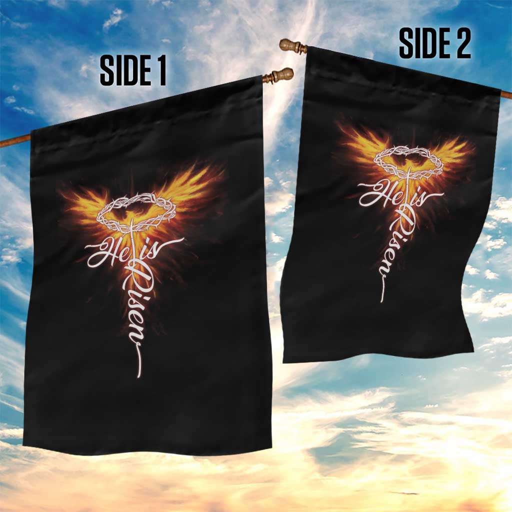He Is Risen Garden Flag Jesus Resurrection Easter Christian Cross Phoenix Rising TS10 Print Your Wear
