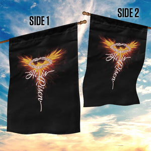 He Is Risen Garden Flag Jesus Resurrection Easter Christian Cross Phoenix Rising TS10 Print Your Wear