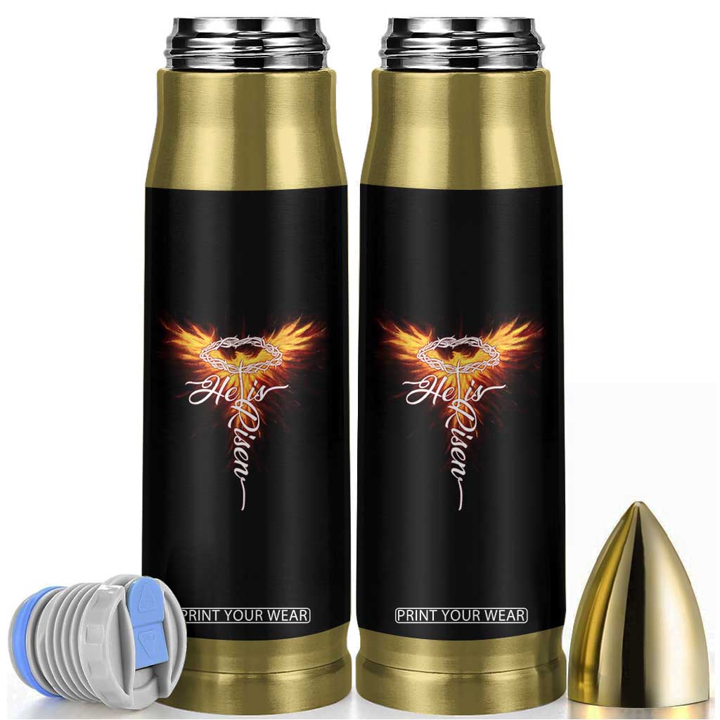 He Is Risen Bullet Tumbler Jesus Resurrection Easter Christian Cross Phoenix Rising TS10 Black Print Your Wear