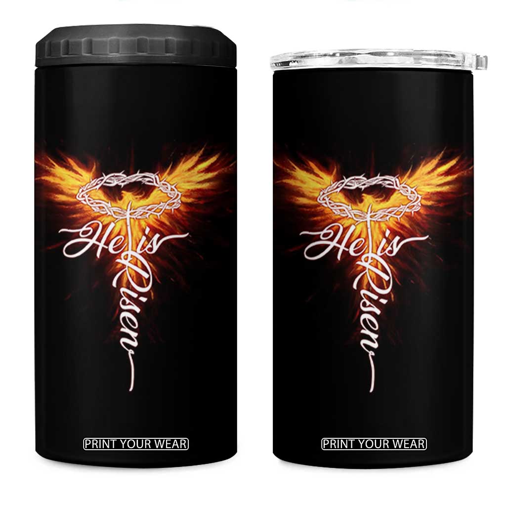 He Is Risen 4 in 1 Can Cooler Tumbler Jesus Resurrection Easter Christian Cross Phoenix Rising TS10 One Size: 16 oz Black Print Your Wear