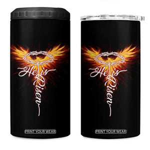 He Is Risen 4 in 1 Can Cooler Tumbler Jesus Resurrection Easter Christian Cross Phoenix Rising TS10 One Size: 16 oz Black Print Your Wear