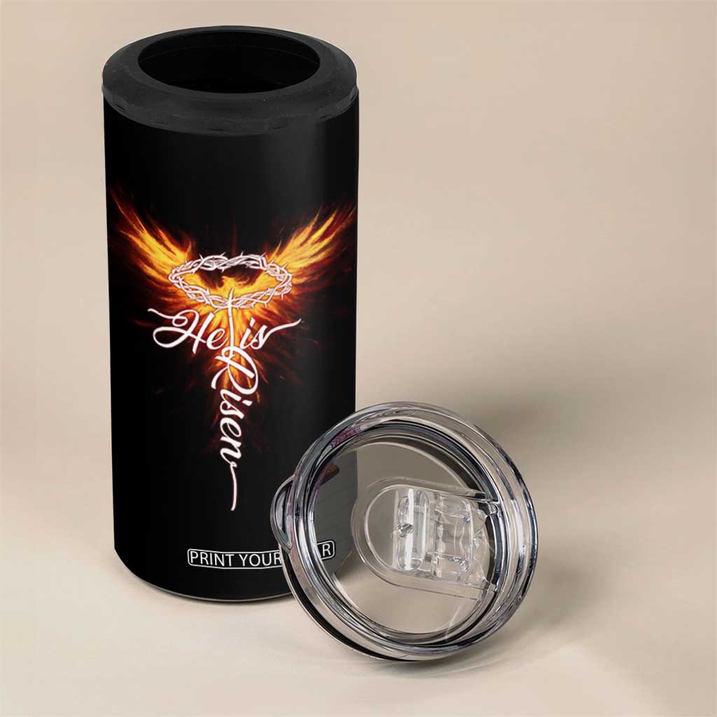 He Is Risen 4 in 1 Can Cooler Tumbler Jesus Resurrection Easter Christian Cross Phoenix Rising TS10 Print Your Wear