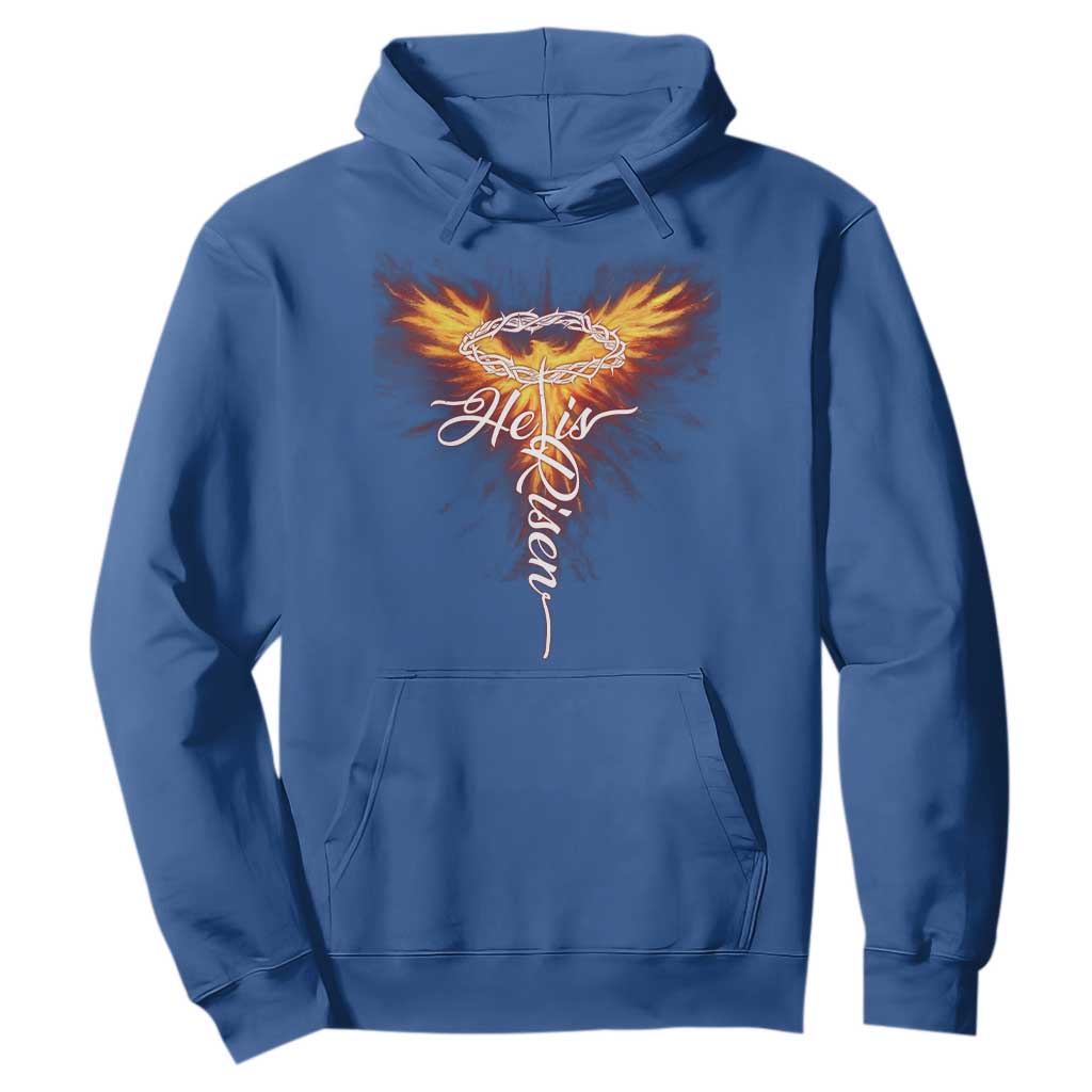 He Is Risen Hoodie Jesus Resurrection Easter Christian Cross Phoenix Rising TS10 Royal Blue Print Your Wear