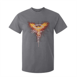 He Is Risen T Shirt For Kid Jesus Resurrection Easter Christian Cross Phoenix Rising TS10 Charcoal Print Your Wear