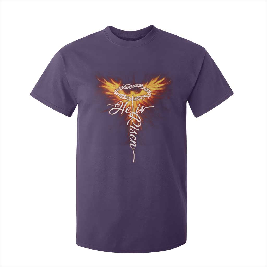 He Is Risen T Shirt For Kid Jesus Resurrection Easter Christian Cross Phoenix Rising TS10 Purple Print Your Wear