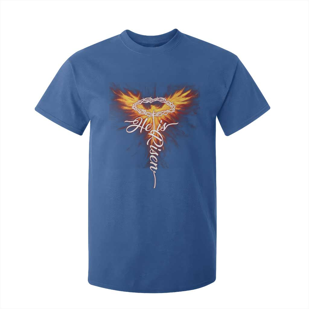 He Is Risen T Shirt For Kid Jesus Resurrection Easter Christian Cross Phoenix Rising TS10 Royal Blue Print Your Wear
