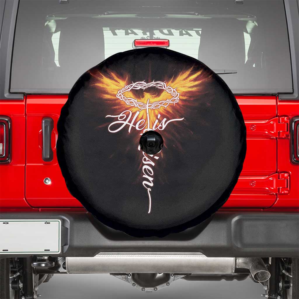 He Is Risen Spare Tire Cover Jesus Resurrection Easter Christian Cross Phoenix Rising TS10 Black Print Your Wear