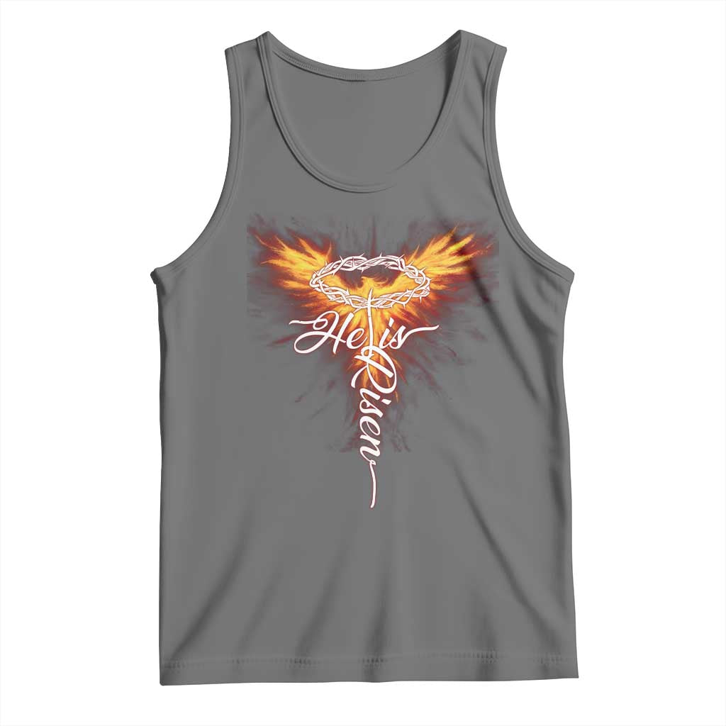 He Is Risen Tank Top Jesus Resurrection Easter Christian Cross Phoenix Rising TS10 Black Heather Print Your Wear