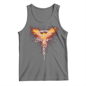 He Is Risen Tank Top Jesus Resurrection Easter Christian Cross Phoenix Rising TS10 Black Heather Print Your Wear