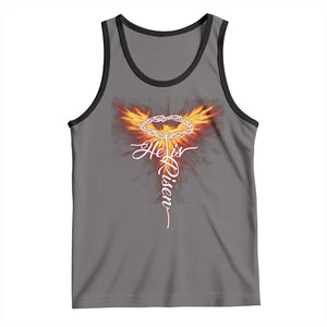 He Is Risen Tank Top Jesus Resurrection Easter Christian Cross Phoenix Rising TS10 Deep Heather Black Print Your Wear