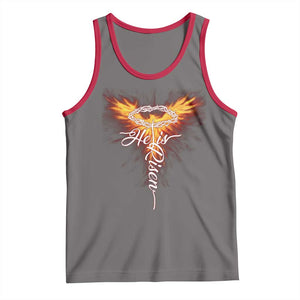 He Is Risen Tank Top Jesus Resurrection Easter Christian Cross Phoenix Rising TS10 Deep Heather Red Print Your Wear