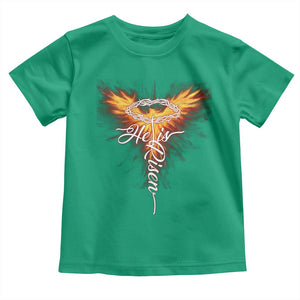 He Is Risen Toddler T Shirt Jesus Resurrection Easter Christian Cross Phoenix Rising TS10 Irish Green Print Your Wear