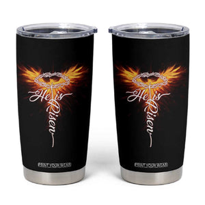 He Is Risen Tumbler Cup Jesus Resurrection Easter Christian Cross Phoenix Rising TS10 Black Print Your Wear