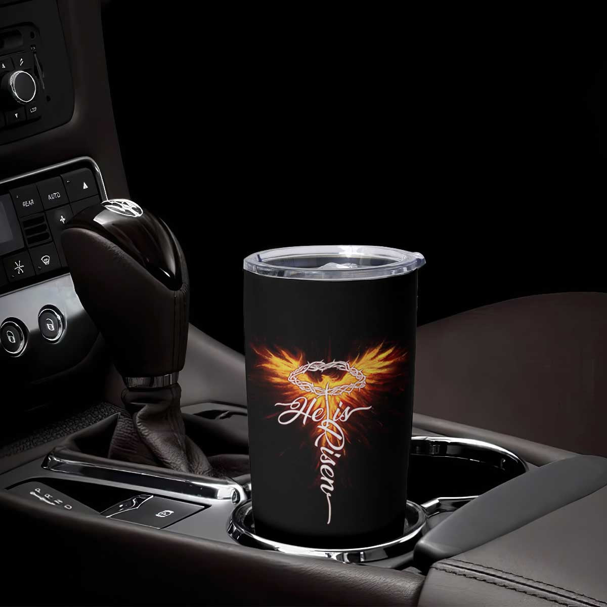 He Is Risen Tumbler Cup Jesus Resurrection Easter Christian Cross Phoenix Rising TS10 Print Your Wear