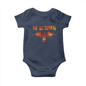 He Is Risen Baby Onesie Phoenix Christian Jesus Resurrection Cross TS10 Navy Print Your Wear