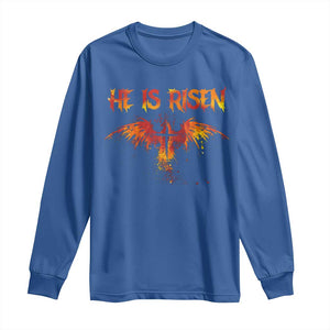 He Is Risen Long Sleeve Shirt Phoenix Christian Jesus Resurrection Cross TS10 Royal Blue Print Your Wear