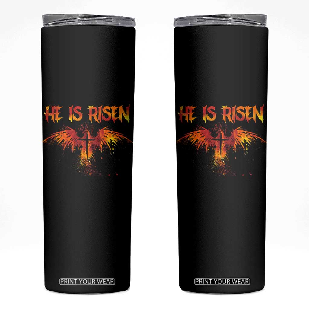 He Is Risen Skinny Tumbler Phoenix Christian Jesus Resurrection Cross TS10 Black Print Your Wear