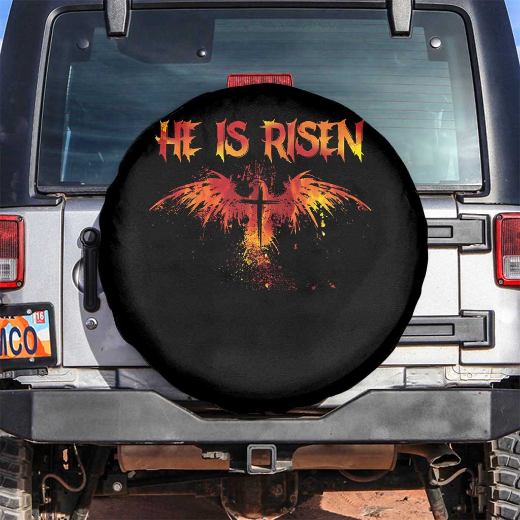 He Is Risen Spare Tire Cover Phoenix Christian Jesus Resurrection Cross TS10 No hole Black Print Your Wear