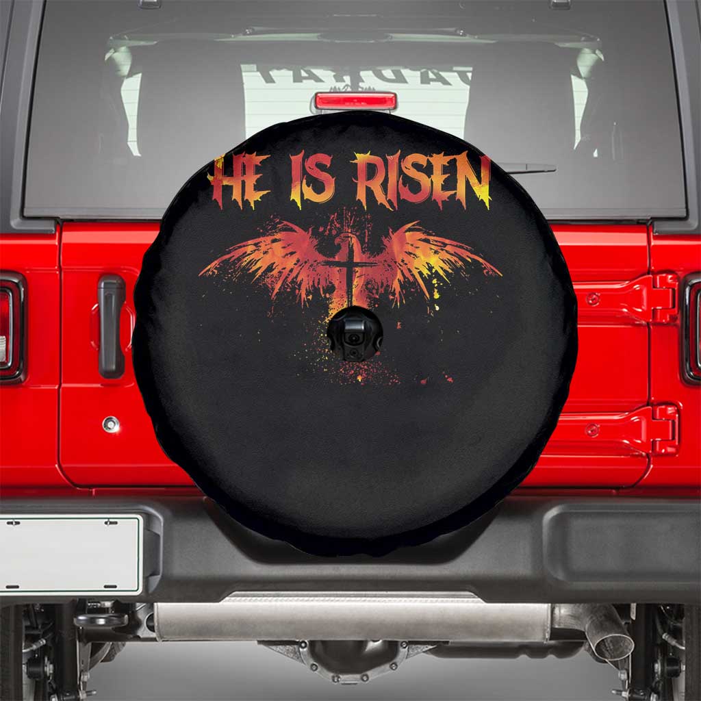 He Is Risen Spare Tire Cover Phoenix Christian Jesus Resurrection Cross TS10 Black Print Your Wear