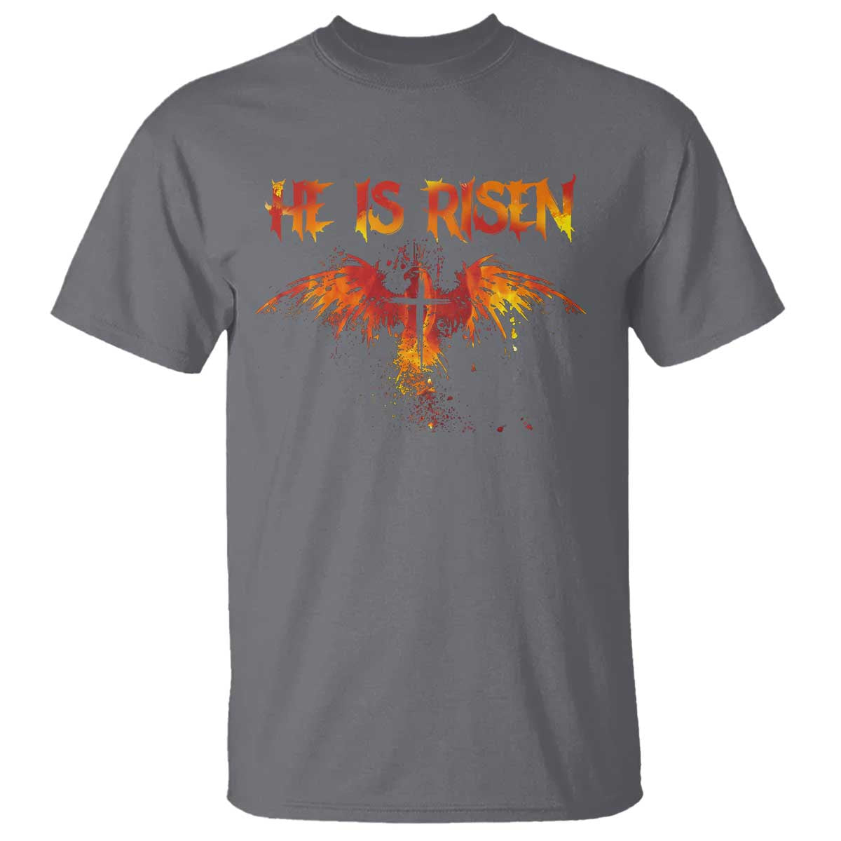 He Is Risen T Shirt Phoenix Christian Jesus Resurrection Cross TS10 Charcoal Print Your Wear