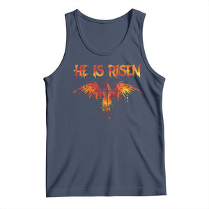 He Is Risen Tank Top Phoenix Christian Jesus Resurrection Cross TS10 Navy Print Your Wear