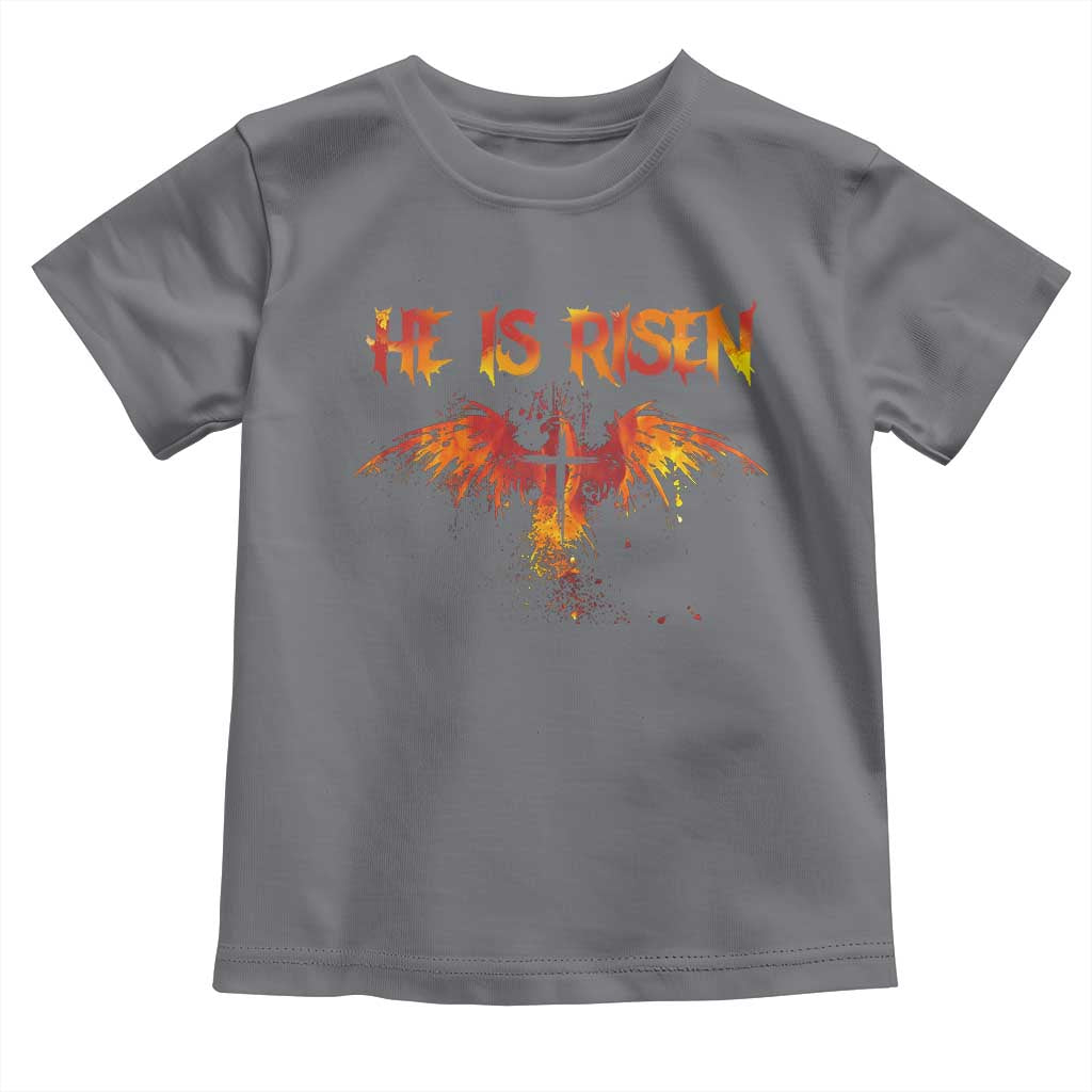 He Is Risen Toddler T Shirt Phoenix Christian Jesus Resurrection Cross TS10 Charcoal Print Your Wear