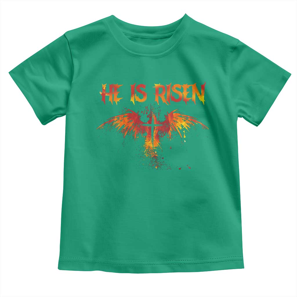 He Is Risen Toddler T Shirt Phoenix Christian Jesus Resurrection Cross TS10 Irish Green Print Your Wear