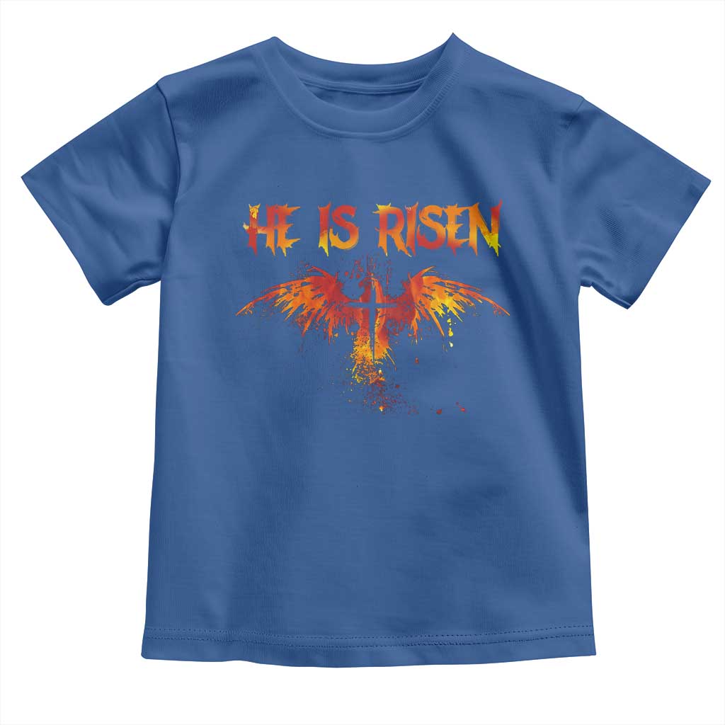 He Is Risen Toddler T Shirt Phoenix Christian Jesus Resurrection Cross TS10 Royal Blue Print Your Wear