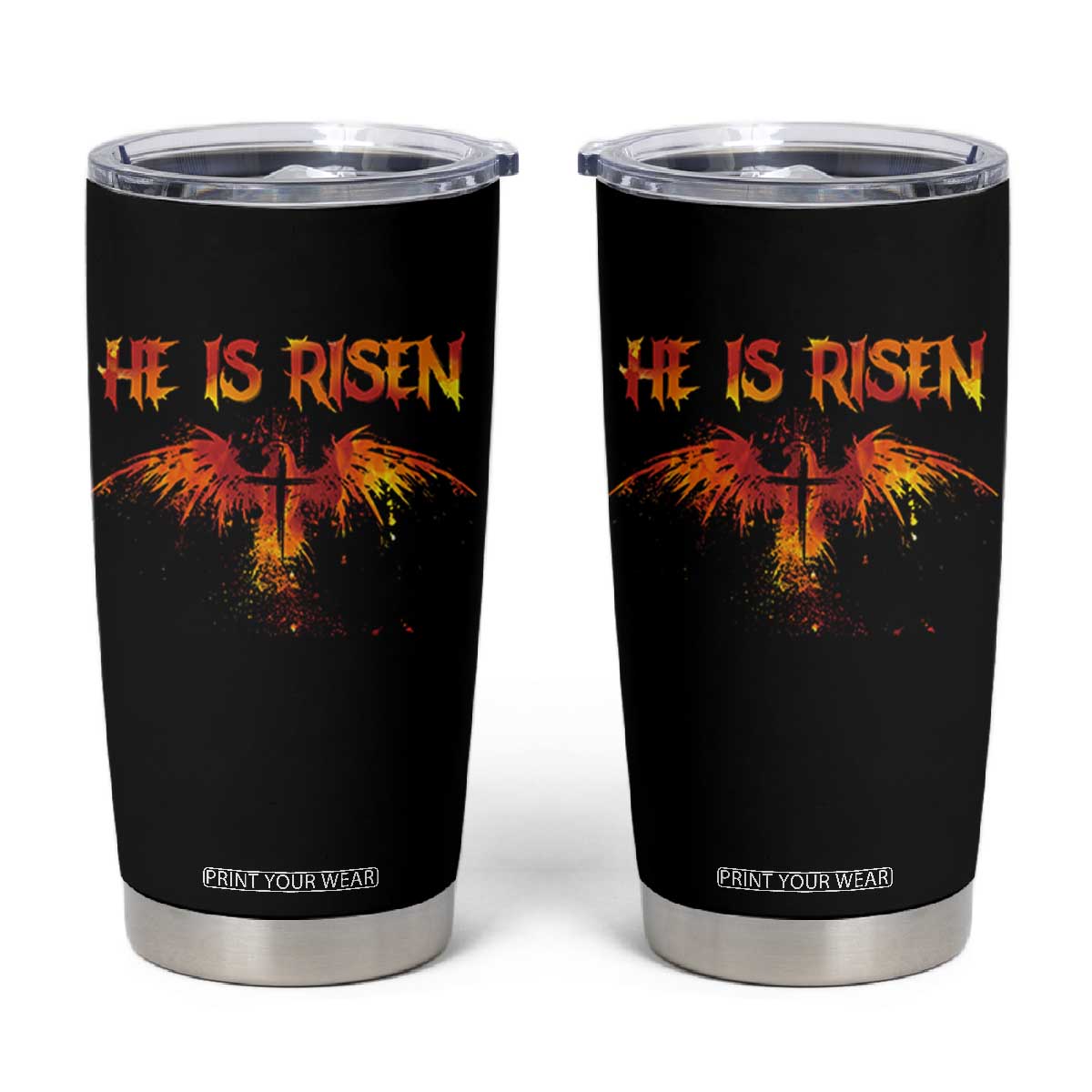 He Is Risen Tumbler Cup Phoenix Christian Jesus Resurrection Cross TS10 Black Print Your Wear