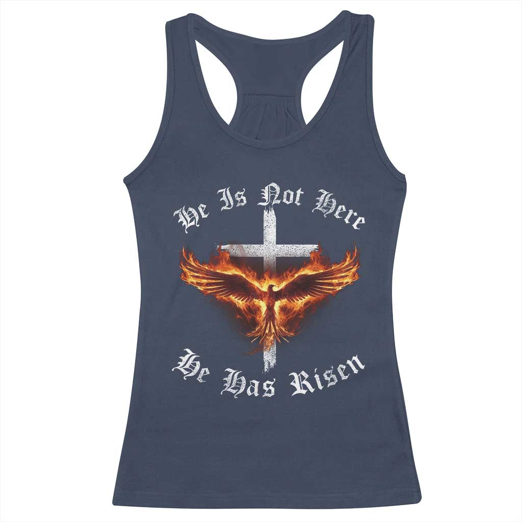 Easter Jesus Has Risen Racerback Tank Top Christian Religious Phoenix Resurrection Cross TS10 Navy Print Your Wear