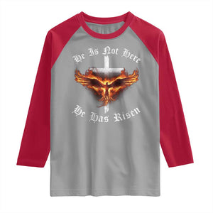 Easter Jesus Has Risen Raglan Shirt Christian Religious Phoenix Resurrection Cross TS10 Sport Gray Red Print Your Wear