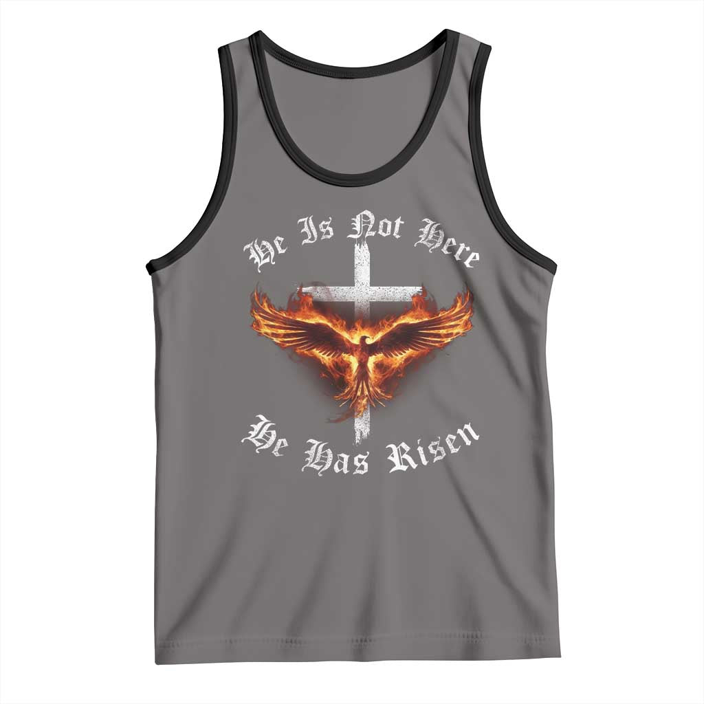 Easter Jesus Has Risen Tank Top Christian Religious Phoenix Resurrection Cross TS10 Deep Heather Black Print Your Wear