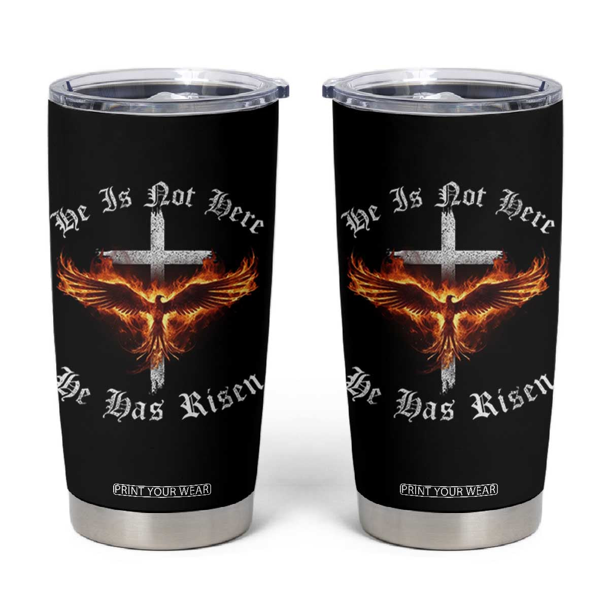 Easter Jesus Has Risen Tumbler Cup Christian Religious Phoenix Resurrection Cross TS10 Black Print Your Wear