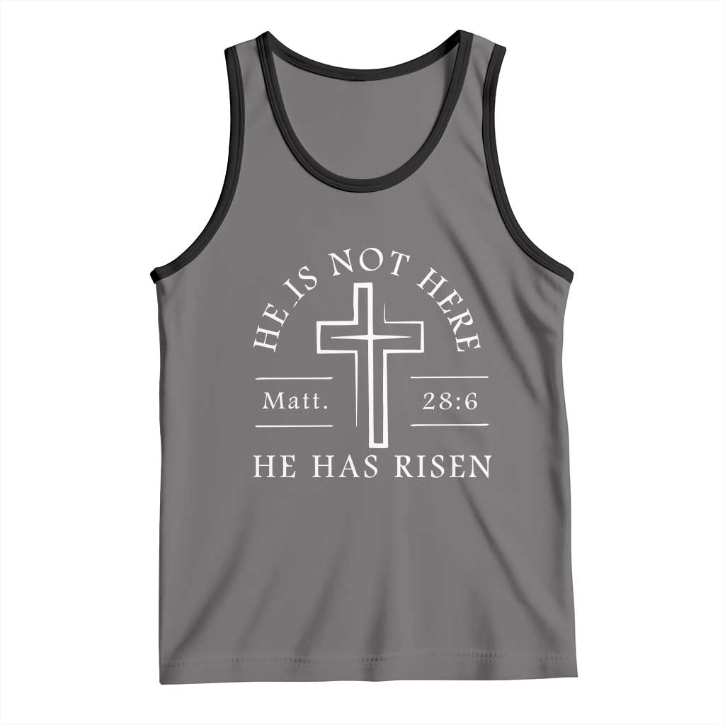 He Is Not Here He Has Risen Tank Top Jesus Christ Easter Cross Christian Matt 28:6 TS10 Deep Heather Black Print Your Wear