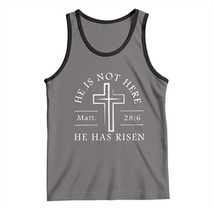 He Is Not Here He Has Risen Tank Top Jesus Christ Easter Cross Christian Matt 28:6 TS10 Deep Heather Black Print Your Wear