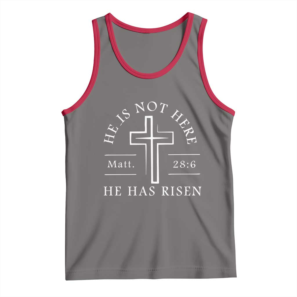 He Is Not Here He Has Risen Tank Top Jesus Christ Easter Cross Christian Matt 28:6 TS10 Deep Heather Red Print Your Wear