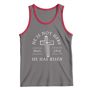 He Is Not Here He Has Risen Tank Top Jesus Christ Easter Cross Christian Matt 28:6 TS10 Deep Heather Red Print Your Wear