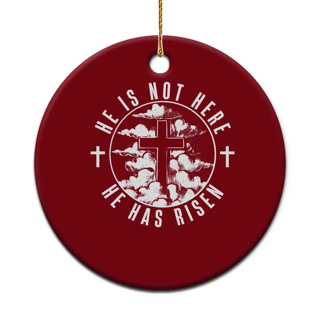 Easter Jesus Has Risen Ceramic Ornament Christian Bible Verse Graphic Cross 90s Style TS10 1pc Red Print Your Wear