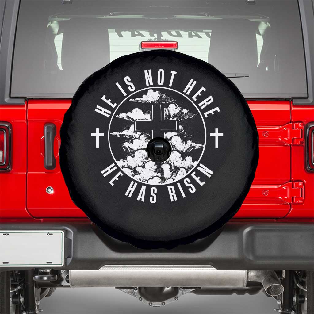 Easter Jesus Has Risen Spare Tire Cover Christian Bible Verse Graphic Cross 90s Style TS10 Black Print Your Wear