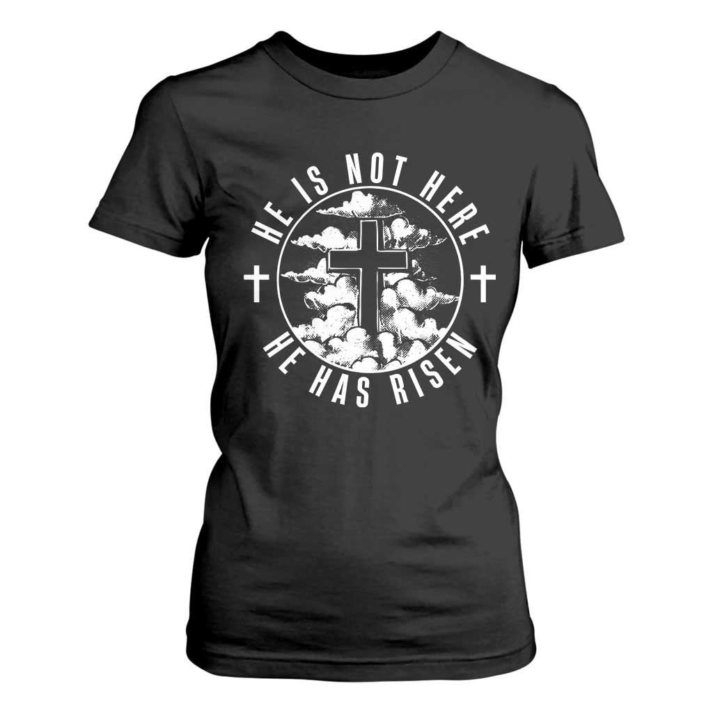 Easter Jesus Has Risen T Shirt For Women Christian Bible Verse Graphic Cross 90s Style TS10 Black Print Your Wear