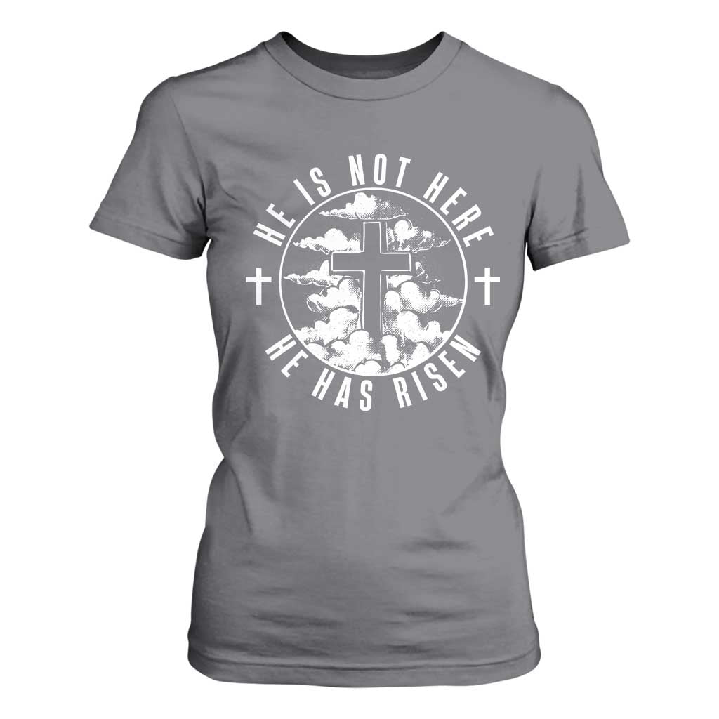 Easter Jesus Has Risen T Shirt For Women Christian Bible Verse Graphic Cross 90s Style TS10 Charcoal Print Your Wear