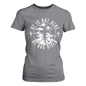 Easter Jesus Has Risen T Shirt For Women Christian Bible Verse Graphic Cross 90s Style TS10 Charcoal Print Your Wear