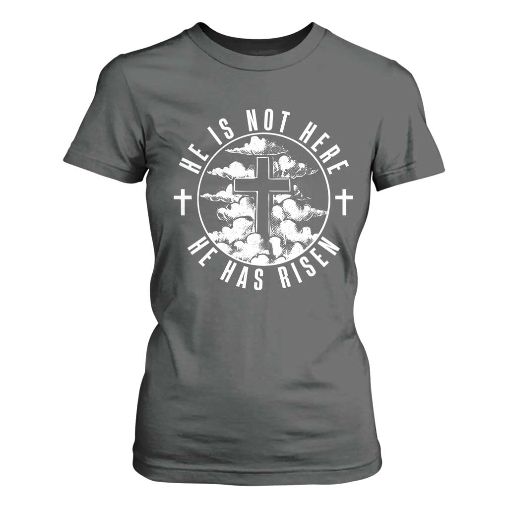 Easter Jesus Has Risen T Shirt For Women Christian Bible Verse Graphic Cross 90s Style TS10 Dark Heather Print Your Wear