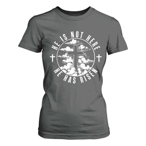 Easter Jesus Has Risen T Shirt For Women Christian Bible Verse Graphic Cross 90s Style TS10 Dark Heather Print Your Wear