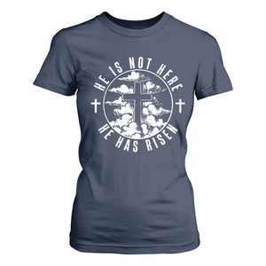 Easter Jesus Has Risen T Shirt For Women Christian Bible Verse Graphic Cross 90s Style TS10 Navy Print Your Wear