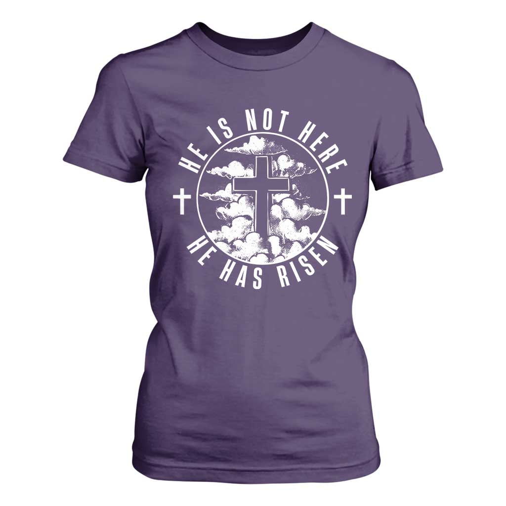 Easter Jesus Has Risen T Shirt For Women Christian Bible Verse Graphic Cross 90s Style TS10 Purple Print Your Wear