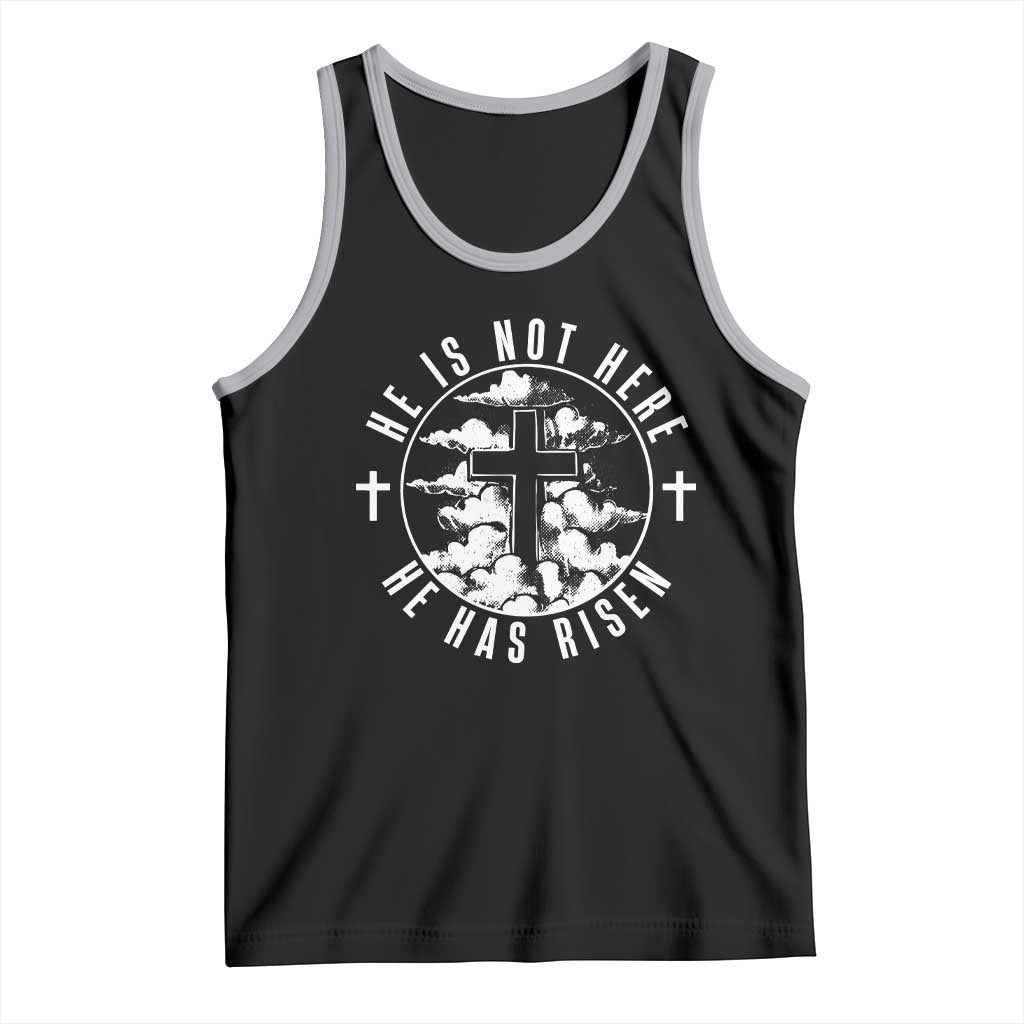 Easter Jesus Has Risen Tank Top Christian Bible Verse Graphic Cross 90s Style TS10 Black Athletic Heather Print Your Wear